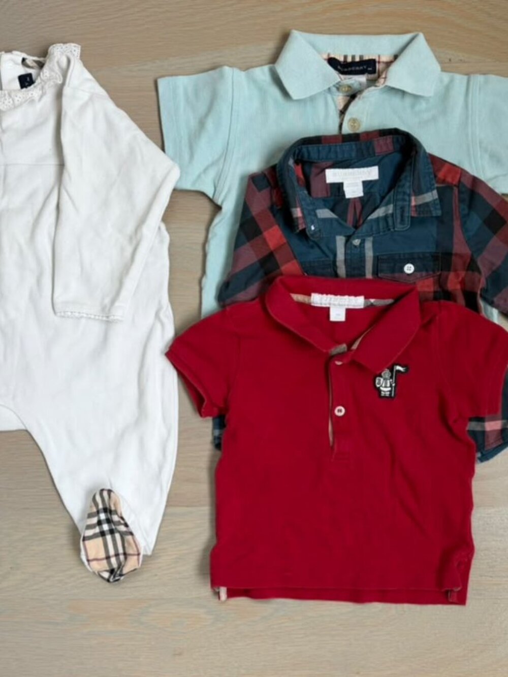 Authentic Burberry Baby 9M Onesie & Tops (4 total)